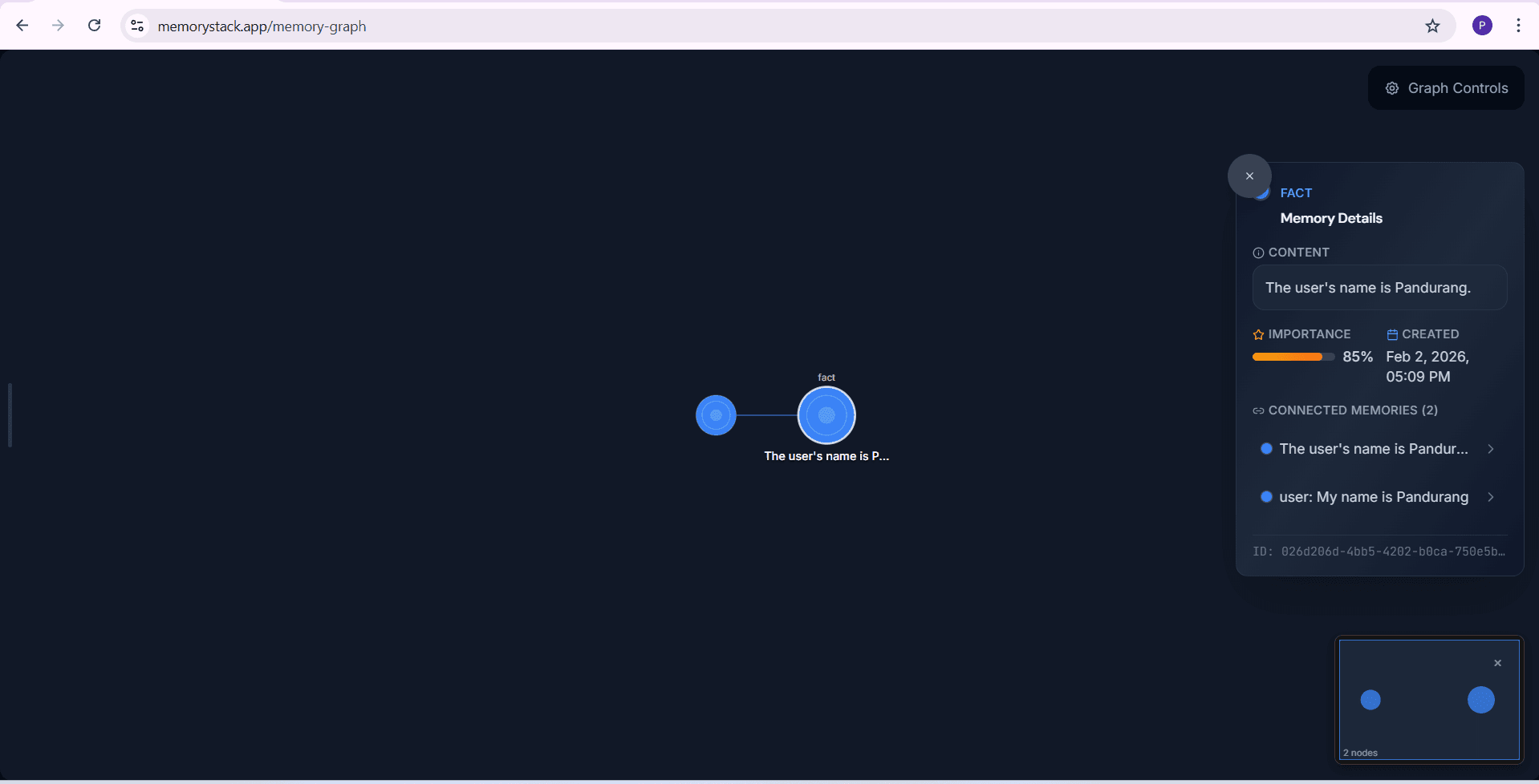 MemoryStack Memory Graph visualization